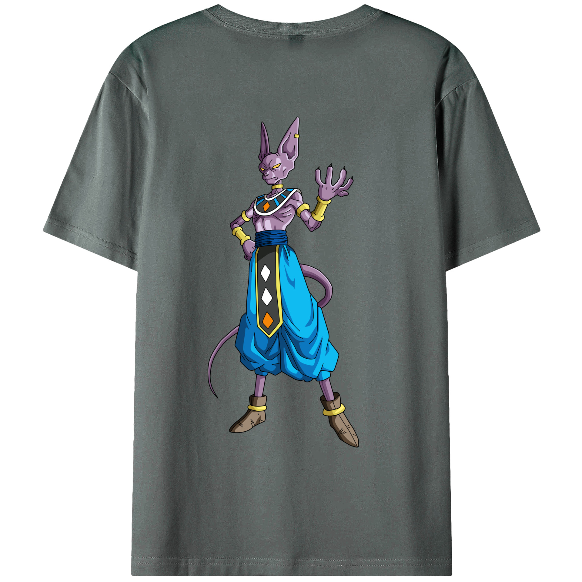 （画像用） ドラゴンボール ビルス 破壊神ビルス DRAGON BALL Beerus Birusu 綿100％ メンズ半袖Tシャツ（バックプリント） 通気性